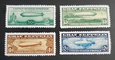 US Stampa SC# C13, C14, C15, & C18 Graf Zeppelin Air Mail Replica Set