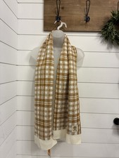 Timberland Unisex Cream Tan Buffalo Plaid Knit Rectangular Scarf One Size