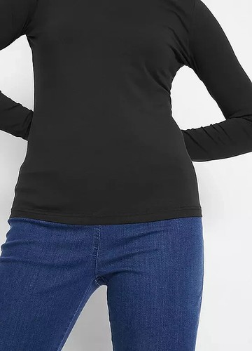 LADIES LONG SLEEVE POLO NECK ROLL NECK TOP WOMENS TURTLE NECK PLAIN JUMPER 8-26 - Picture 5 of 23
