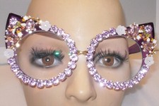 UNIQUE BOUTIQUE HUGE PURPLE CATEYE AMAZING RHINESTONE READING GLASSES 2.50 1PO