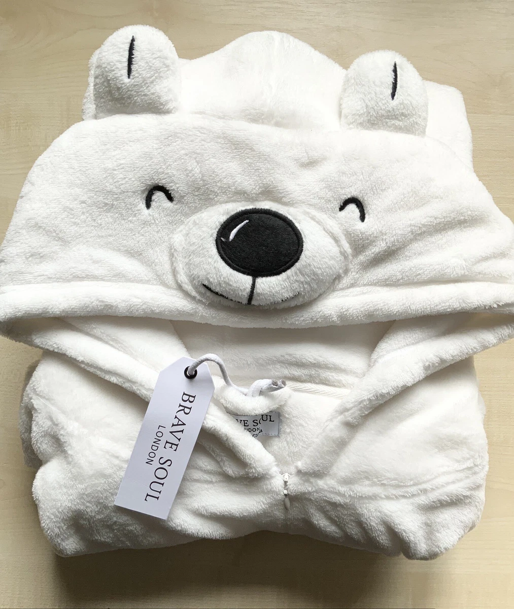 Brave Soul White Super Soft Fleece Polar Bear All In One Pyjamas