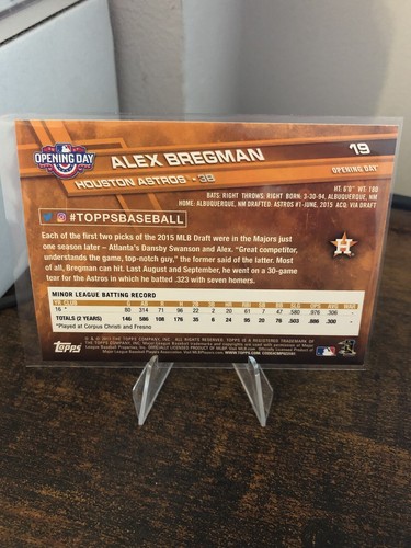 2017 Topps Opening Day - Alex Bregman - Houston Astros ROOKIE #19!!! - Picture 2 of 2