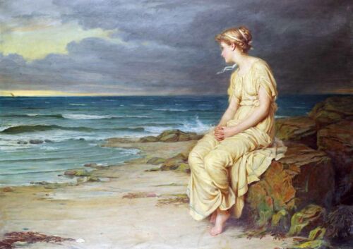 J.W Waterhouse - Miranda - A3 QUALITY Canvas Print Poster 29.7x42cm Unframed - Picture 1 of 3