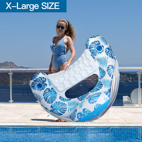 Pool Float with Canopy, Cup Holder - XL Pool Chair Lounge Float with Adjustable - Bild 5 von 7