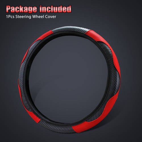 Car Accessories Steering Wheel Cover Red Leather Anti-slip 15" / 38cm Universal - Picture 8 of 8