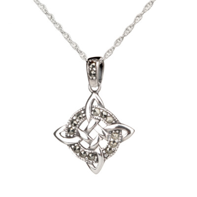 Celtic Crystal Kette - keltischer Anhänger aus Sterling Silber & Markasit