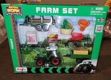 Maisto FENDT Mini Work Machines Green FARM SET Die Cast Moving Plastic Parts 