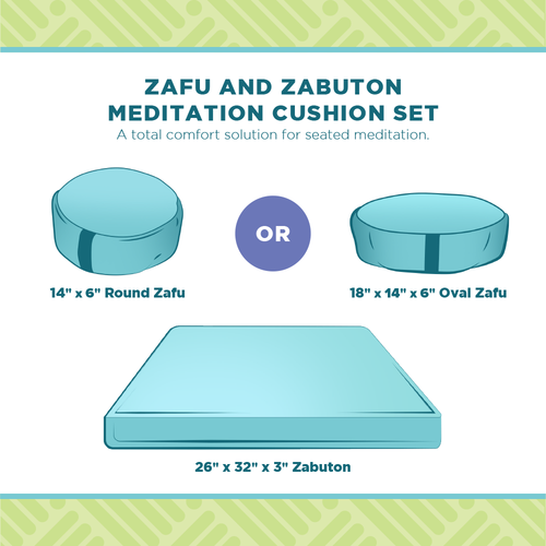Cotton Meditation Cushion Mat Set - Buckwheat Fill Yoga Pillow for Zen Knee Pad - Picture 23 of 100