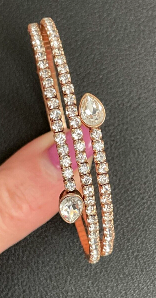 GENUINE Swan Signed SWAROVSKI "Twisty" Rose Gold Wrap Bracelet