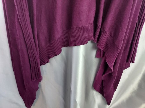 Daisy Fuentes Open Cardigan Large Knit Purple assymmetric hem NWT - Picture 7 of 9