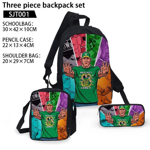 Wrestler- John&Cena Backpack School Bookbag Rucksack Lunch Bag Pencil Case Kids - Picture 27 of 52