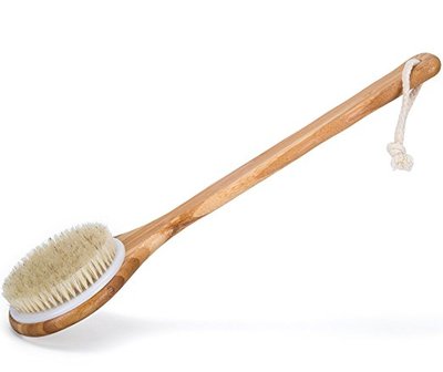 Natural Bristle Body Brush Wooden Dry Brush Shower Exfoliator Back Scrubber Tool