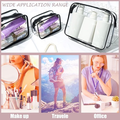 1-4 Piece Waterproof Travel Bag Set Transparent Makeup Toiletry Clear Wash Pouch - Picture 11 of 22