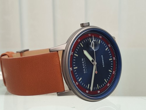 NUEVO Reloj Hombre SKAGEN TITANIUM Delgado Marrón Tostado Cuero ¡Regalo para Él! (sk32 - Imagen 22 de 23