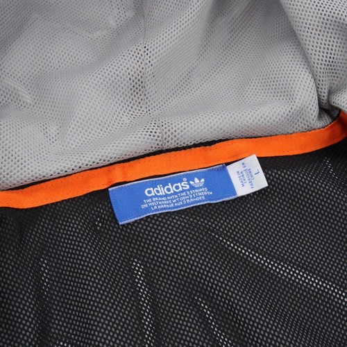 Adidas Safety Jacket Mens Large L Grey Black Hooded Coat Windbreaker Originals - Picture 7 of 11