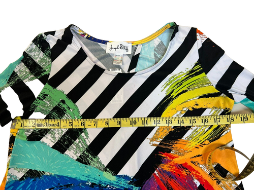 Joseph Ribkoff Color Explosion Tunic Top Split Back Scoop Neck 3/4 Sleeves SZ 8 - Picture 8 of 10