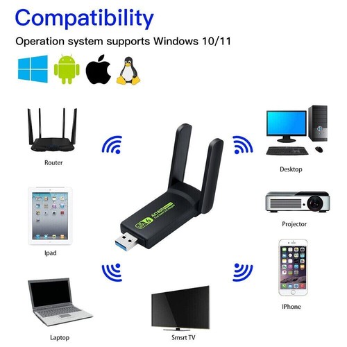 USB 3.0 WIFI Adapter 1300mbps Wireless Dongle Dual Band 2.4G/5G Dual Antenna NEW - Picture 23 of 24