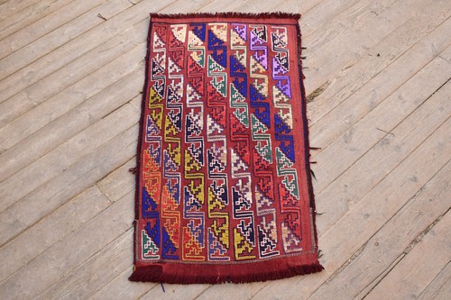 Alfombra turca Kilim 20""x39"" tejida a mano Sivas mini Cicim Kilim 52x100 cm alfombra para silla - Imagen 2 de 9
