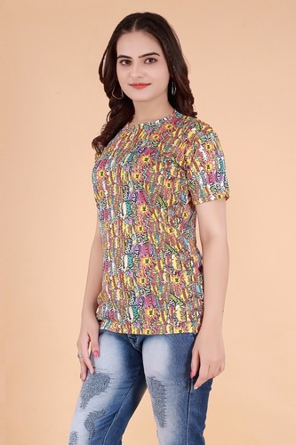 digital print tshirt Stretchy & Beautiful Lycra Fabric Round Neck, Half Sleeve - Picture 3 of 44