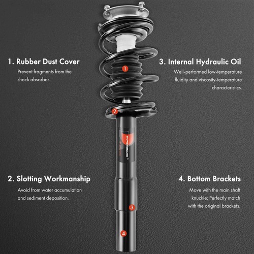 2x Front Shock Absorber Assembly for BMW E60 E61 520d 520i 523i 525i 530d 530i - Picture 3 of 9