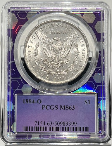 1884 O Morgan Silver Dollar PCGS MS63 Custom Core - Imagen 2 de 4