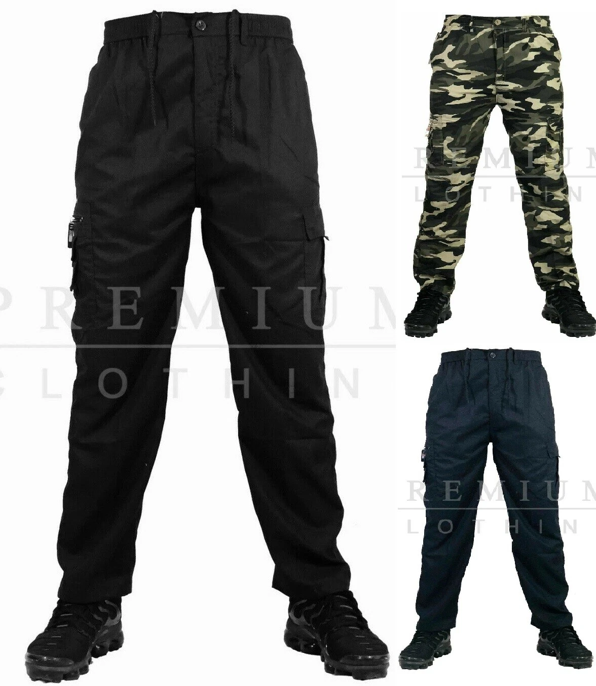 131 Mens Elasticated THERMAL Lined TROUSERS Cargo Combat Work Pants Bottoms