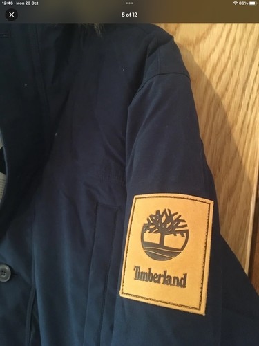 Men’s Timberland Waterproof Windproof Winter Fur Parka Coat Navy Blue Large L - Bild 5 von 12