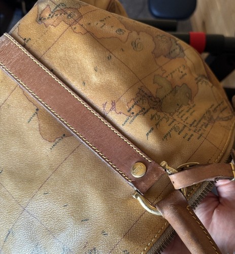 Authentic Alviero Martini Classe world map brown large Boston bag SIZE 50 - Picture 11 of 23
