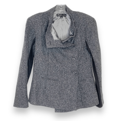 Elizabeth James Asymmetric Donegal Wool Blend Cowl Neck Blazer