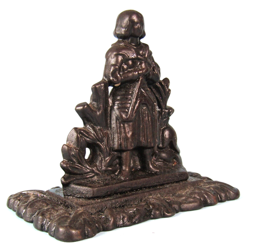 Pisapapeles estatuilla de hierro fundido negro rezando Juana de Arco de colección - Imagen 4 de 10