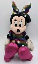 TY Sparkle Minnie Mouse Walt Disney rainbow tie dye Polka Dot Dress Plush 8”