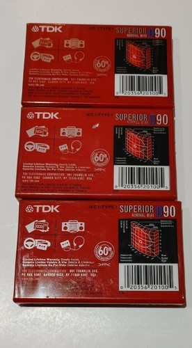 3 leere TDK Superior D90 Audio Kassette Band NEU/VERSIEGELT - Bild 3 von 6