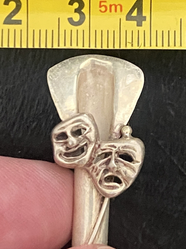 Vintage Sterling 925 Comedy Tragedy Bud Vase Pin Brooch - Picture 8 of 9