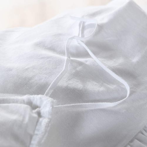 White Ruffle Duvet Cover Queen 100% Washed Cotton Farmhouse Shabby Boho Chic Bed - Picture 4 of 6