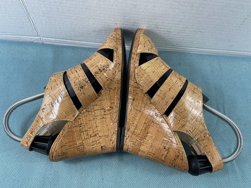 Donald J Pliner Haddi Women Shoes Brown 9 M Patent Cork Slingback Wedge Sandals - Picture 7 of 14