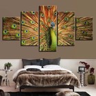 Peacock Gorgeous Feather Bird Canvas Prints Painting Wall Art Home Decor 5PCS