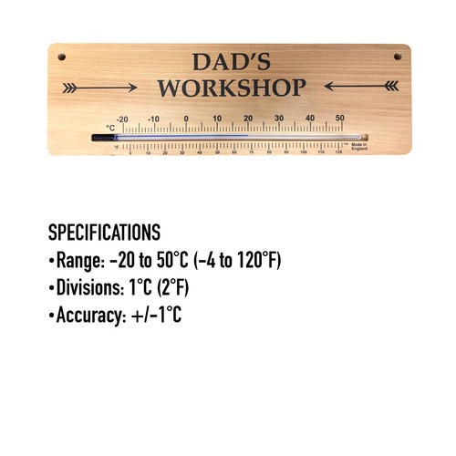 Wooden Wall Thermometer & Sign- Dad's Workshop- Shed Temperature IN-288 - Picture 7 of 7