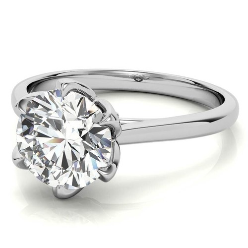 IGI 2.00Ct Round F VS1 Lab Grown Diamond Engagement Ring Solid 14K White Gold - Picture 19 of 23