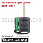 For Vauxhall Opel Combo 2004 - 2011 433MHz ID40 2 Button Remote Key Fob