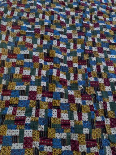 Vintage 1970's Quilted Multi Color Patchwork Boho Sleeping Bag READ - Picture 7 of 8