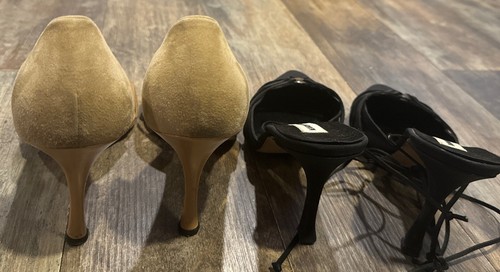 Vintage Manolo Blahnik Stiletto Heel Lot TLC Purple Black Tan 38 39.5 40.5 AS IS - Picture 13 of 24