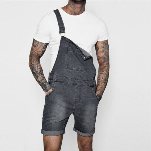 Mens Suspender Jean Shorts Casual Denim Pants Overalls Jumpsuits Rompers Fashion - Picture 4 of 11