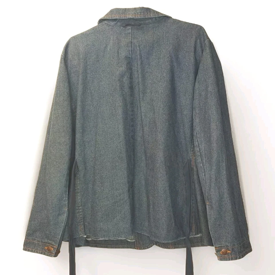 Chaqueta Blazer Havana Jacks Retro Café Denim Mujer Plus 3X Bolsillos Carga Azul De Colección Foto 4 de 4