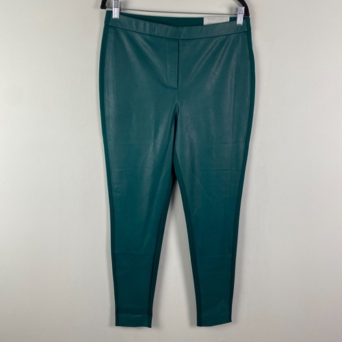 Chicos Faux-Leather Front Ponte Leggings Size 2 US 12 Large Jasper Green