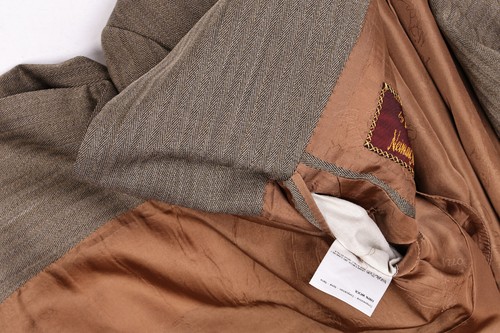 Brioni Tan Lined Blazer Mens Herringbone Wool Traiano Italy Size L - Picture 10 of 20
