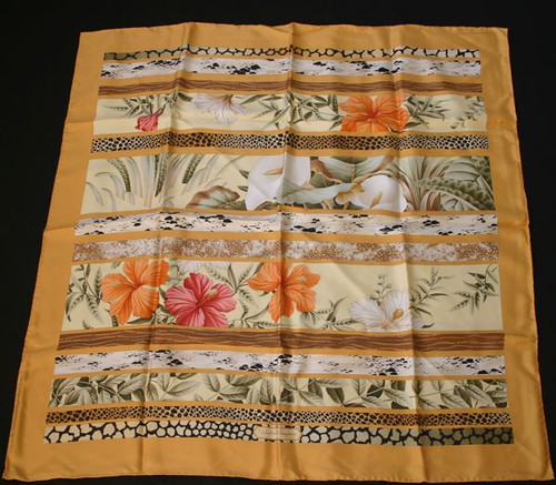 FERRAGAMO Animal Print & Floral Bands Silk Scarf - Picture 1 of 5