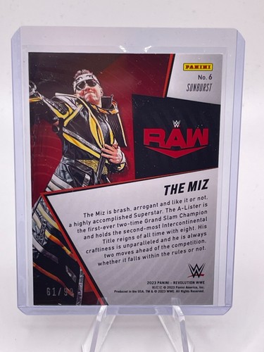 2023 WWE - Revolution - Shock Wave - Sunburst /99 - #6 The Miz - Imagen 2 de 2