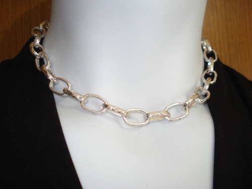 Minimalist 16-19" SP Large Link Necklace and 7 1/4" Bracelet with Lobster Clasp - Picture 9 of 13
