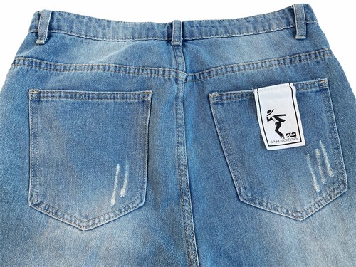 AUTH DENIM Size W31 L25 AU12 Women Crop Jeans 5 Pocket Distressed High Rise Blue - Picture 12 of 13