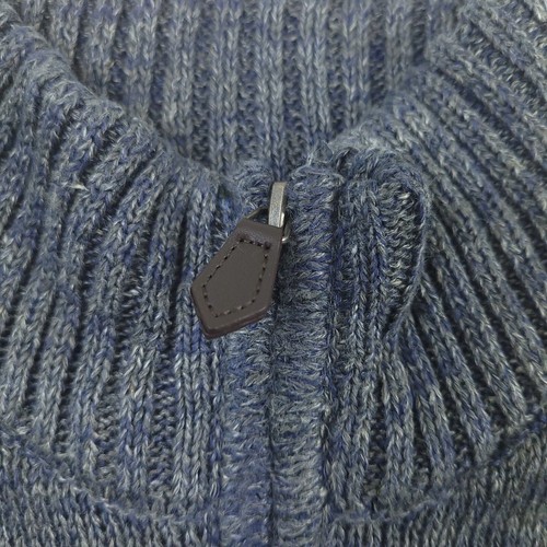 $248 Bloomingdales Blue & Gray 100% Linen Melange Full Zip Sweater Mens 2XL - Picture 4 of 10